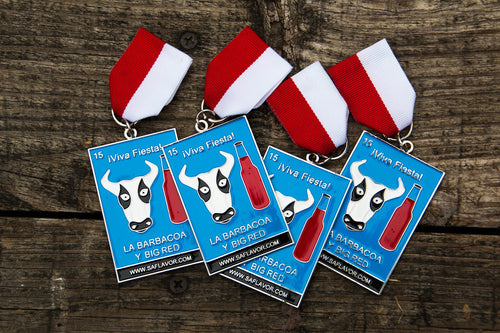 SA Flavor 2015 San Antonio Fiesta Medal — Barbacoa y Big Red Loteria Style